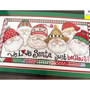 We Love Santa Just BeClaus Counted Cross Stitch Kit Christmas Holiday Craft Diy